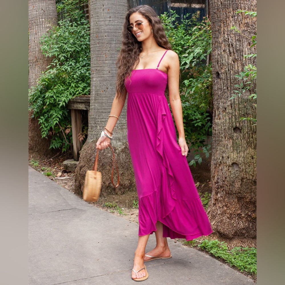 Grace & Lace Ruffle Convertible Skirt Dress in Magenta NWT